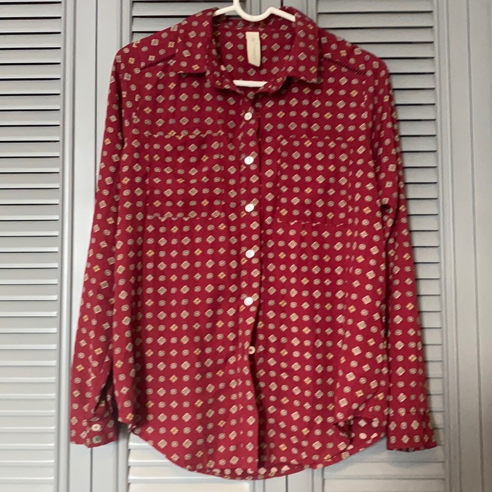 Allison Joy : Maroon Button Down - Small